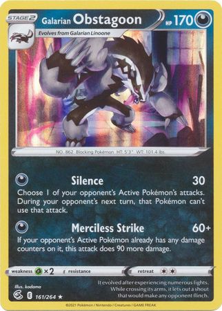 Sword & Shield: Fusion Strike: 161/264 - Galarian Obstagoon - Holo Rare