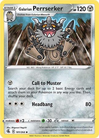 Sword & Shield: Fusion Strike: 181/264 - Galarian Perrserker - Uncommon