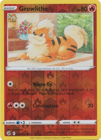 Sword & Shield: Fusion Strike: 032/264 - Growlithe - Common Reverse Holo