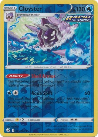 Sword & Shield: Fusion Strike: 051/264 - Cloyster - Rare Reverse Holo