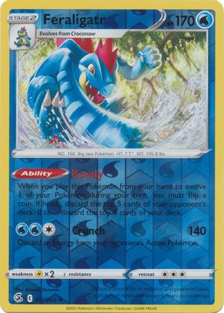 Sword & Shield: Fusion Strike: 057/264 - Feraligatr - Holo Rare Reverse Holo