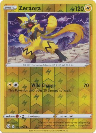 Sword & Shield: Fusion Strike: 102/264 - Zeraora - Rare Reverse Holo