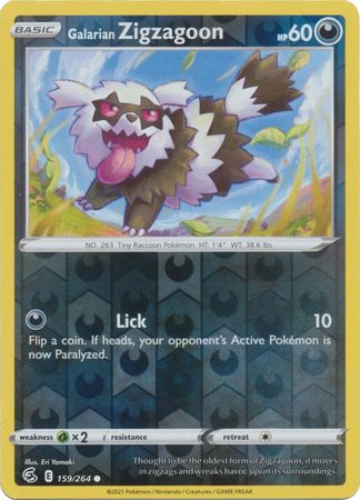 Sword & Shield: Fusion Strike: 159/264 - Galarian Zigzagoon - Common Reverse Holo