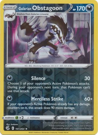 Sword & Shield: Fusion Strike: 161/264 - Galarian Obstagoon - Holo Rare Reverse Holo