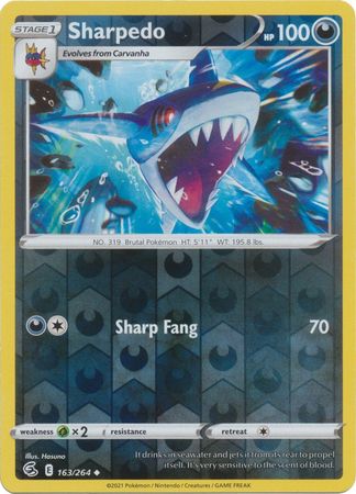 Sword & Shield: Fusion Strike: 163/264 - Sharpedo - Uncommon Reverse Holo