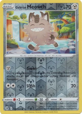 Sword & Shield: Fusion Strike: 180/264 - Galarian Meowth - Common Reverse Holo