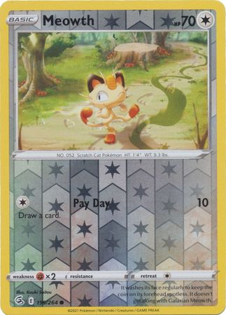 Sword & Shield: Fusion Strike: 199/264 - Meowth - Common Reverse Holo