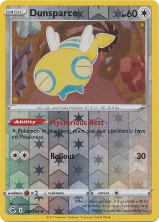 Sword & Shield: 207/264 - Dunsparce - Uncommon Reverse Holo