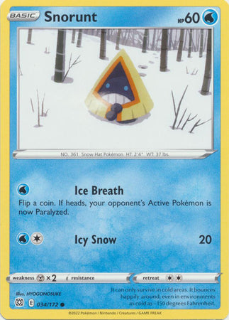 Sword & Shield: Brilliant Stars :  034/172 - Snorunt - Common