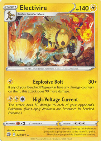 Sword & Shield: Brilliant Stars : 047/172 - Electivire - Rare