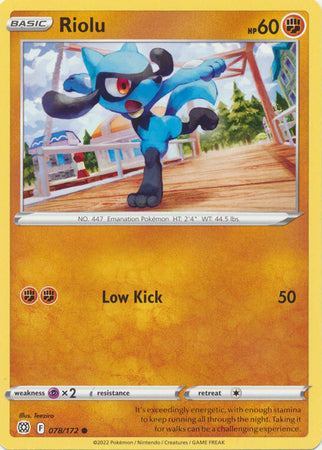 Sword & Shield: Brilliant Stars :  078/172 - Riolu - Common