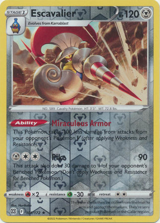Sword & Shield: Brilliant Stars : 101/172 - Escavalier - Rare Reverse Holo