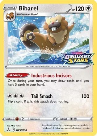 Sword & Shield: Brilliant Stars : SWSH188 - Bibarel - Prerelease Promo