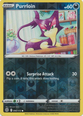 Sword & Shield: Brilliant Stars :  090/172 - Purrloin - Common Reverse Holo