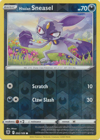 Sword & Shield: Astral Radiance: 092/189 - Hisuian Sneasel - Common Reverse Holo