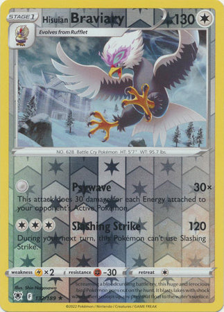 Sword & Shield: Astral Radiance: 132 /189 -Hisuian Braviary -  Rare Reverse Holo