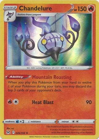 Sword & Shield: Lost Origin : 026/196 - Chandelure - Holo Rare