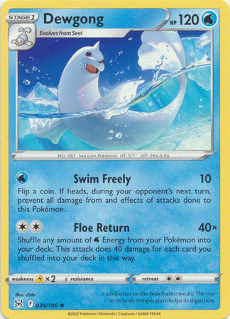 Sword & Shield: Lost Origin : 034/196 - Dewgong - Rare