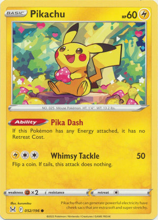 Sword & Shield: Lost Origin : 052/196 - Pikachu - Common