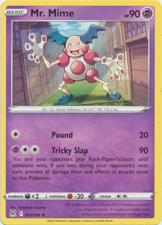 Sword & Shield: Lost Origin : 067/196 - Mr. Mime - Rare