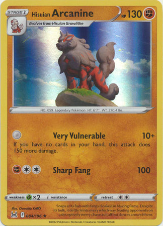Sword & Shield: Lost Origin : 084/196 - Hisuian Arcanine - Holo Rare