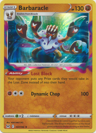 Sword & Shield: Lost Origin : 107/196 - Barbaracle - Holo Rare