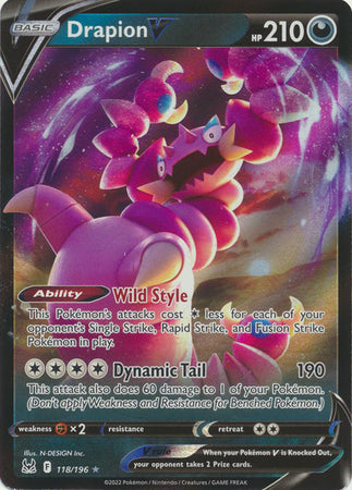 Sword & Shield: Lost Origin : 118/196 - Drapion V - Ultra Rare