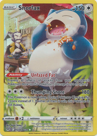 Sword & Shield: Lost Origin : TG10/TG30 - Snorlax - Holo Rare