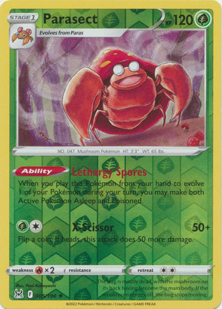 Sword & Shield: Lost Origin : 005/196 - Parasect - Rare Reverse Holo