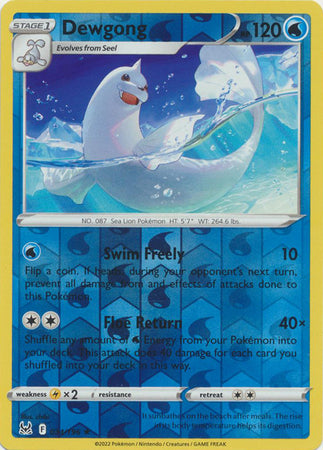 Sword & Shield: Lost Origin : 034/196 - Dewgong - Rare Reverse Holo