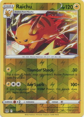 Sword & Shield: Lost Origin : 053/196 - Raichu - Rare Reverse Holo
