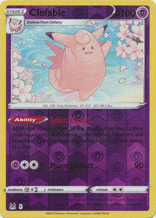 Sword & Shield: Lost Origin : 063/196 - Clefable - Rare Reverse Holo