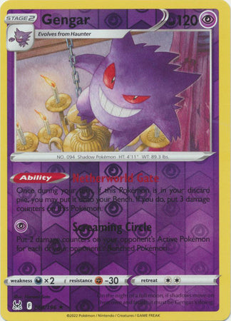 Sword & Shield: Lost Origin : 066/196 - Gengar - Holo Rare Reverse Holo