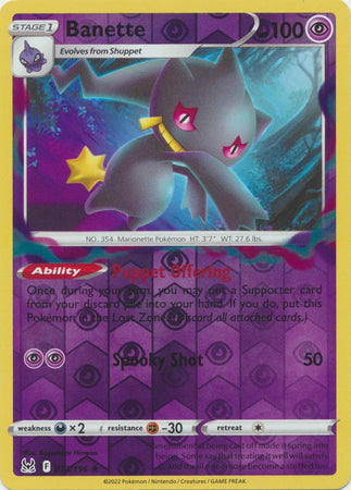 Sword & Shield: Lost Origin : 073/196 - Banette - Rare Reverse Holo