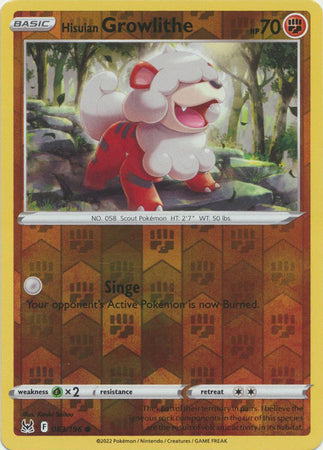 Sword & Shield: Lost Origin : 083/196 - Hisuian Growlithe - Common Reverse Holo