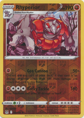 Sword & Shield: Lost Origin : 091/196 - Rhyperior - Rare Reverse Holo