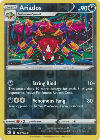 Sword & Shield: Lost Origin : 113/196 - Ariados - Rare Reverse Holo