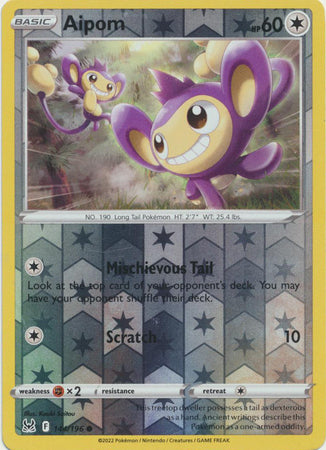Sword & Shield: Lost Origin : 144/196 - Aipom - Common Reverse Holo