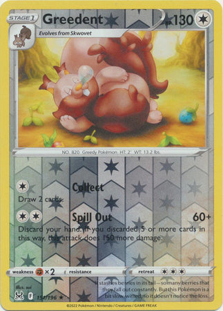 Sword & Shield: Lost Origin : 151/196 - Greedent - Rare Reverse Holo