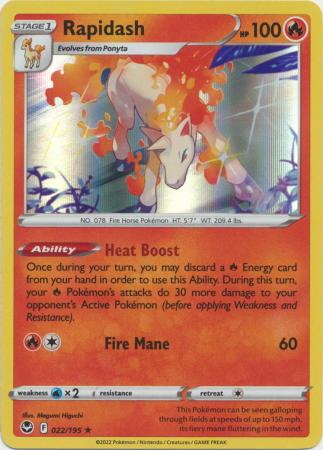 Sword & Shield: Silver Tempest Singles: 022/195 - Rapidash - Holo Rare