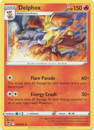 Sword & Shield: Silver Tempest Singles: 027/195 - Delphox - Rare
