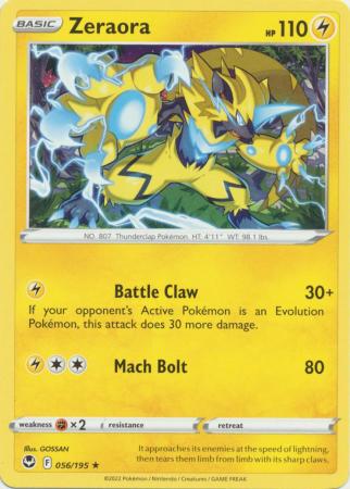 Sword & Shield: Silver Tempest : 056/195 - Zeraora - Rare