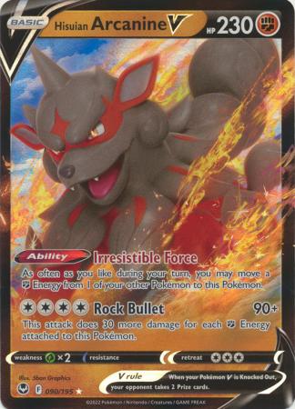 Sword & Shield: Silver Tempest : 090/195 - Hisuian Arcanine V - Ultra Rare