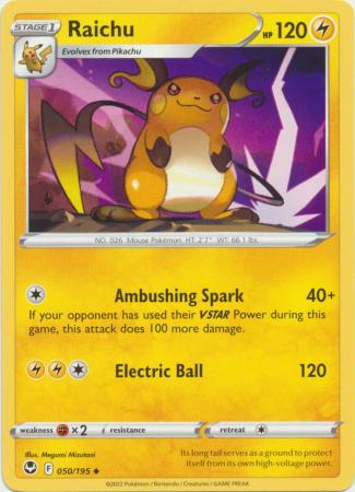 Sword & Shield: Silver Tempest : 050/195 - Raichu - Uncommon
