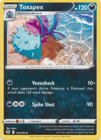 Sword & Shield: Silver Tempest Singles: 115/195 - Toxapex - Uncommon
