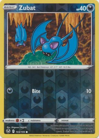 Sword & Shield: Silver Tempest : 103/195 - Zubat - Common Reverse Holo