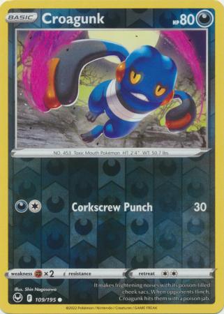 Sword & Shield: Silver Tempest : 109/195 - Croagunk - Common Reverse Holo