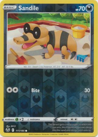 Sword & Shield: Silver Tempest : 111/195 - Sandile - Common Reverse Holo