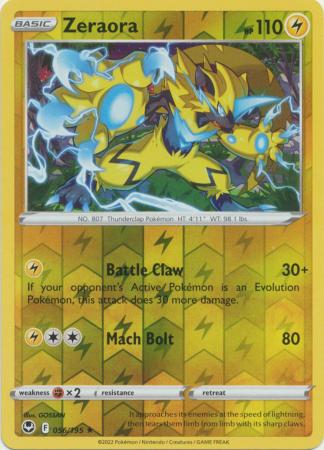 Sword & Shield: Silver Tempest Singles: 056/195 - Zeraora - Rare Reverse Holo