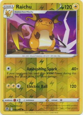 Sword & Shield: Silver Tempest : 050/195 - Raichu - Uncommon Reverse Holo